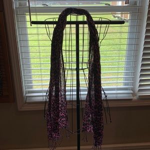 Pink black leopard print scarf.